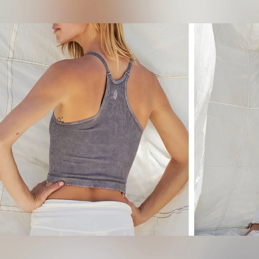 NWOT Free People FP Movement Happiness Runs Long Crop Tank - grey - XS/S, M/L_3